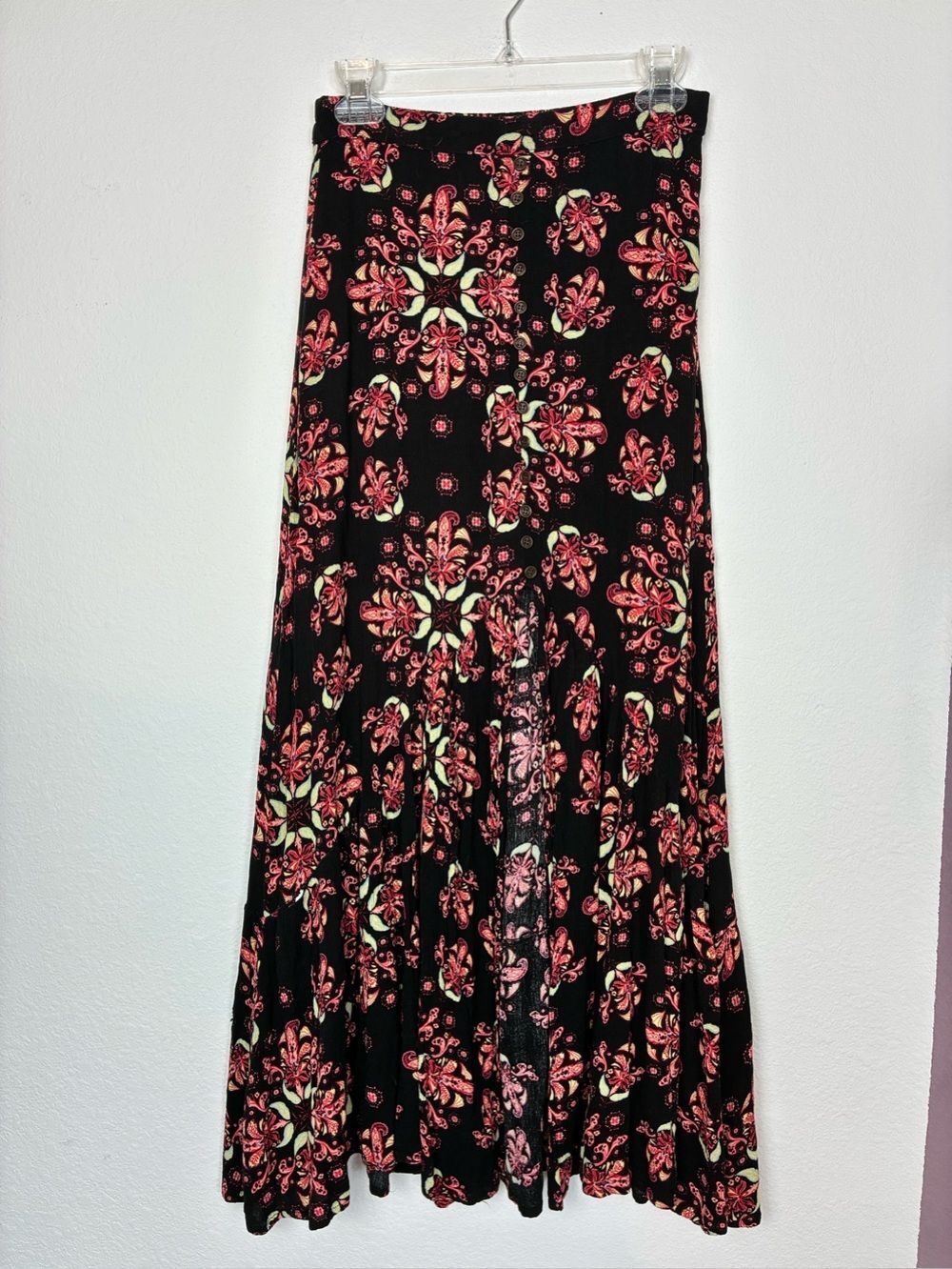 Earthbound Trading Floral Maxi Skirt w/ high center slit